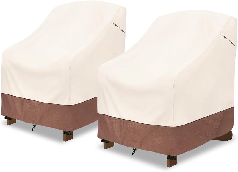 okcool Patio Adirondack Chair Cover 2 Pack,Waterproof Heavy Duty Outdoor Chair Covers,Patio Adirondack Chair Cover for Outdoor Chair,(33W x 35D x 36H inches),Beige & Brown - Image 1